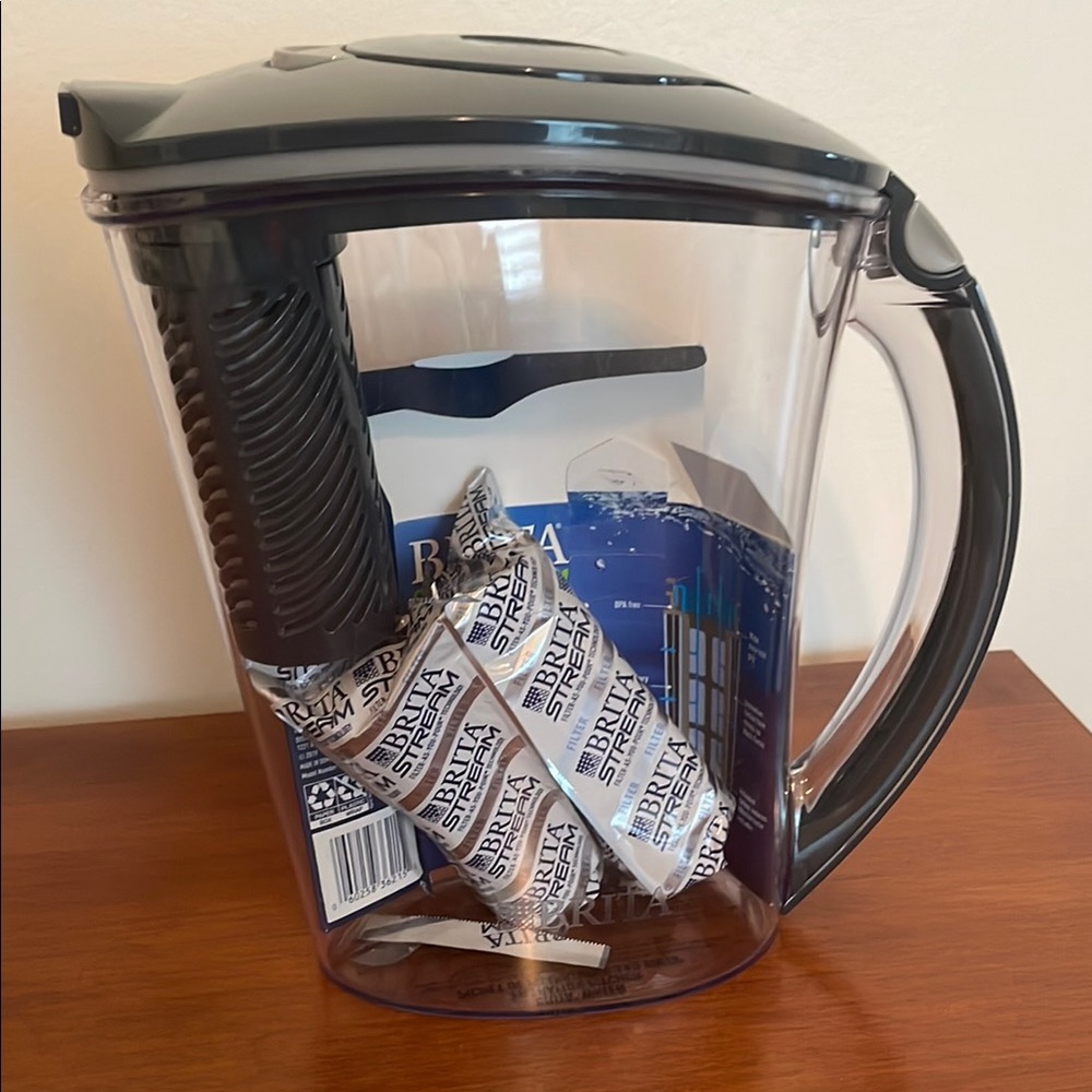 Brita Clear Pitcher with Black Lid and Filters